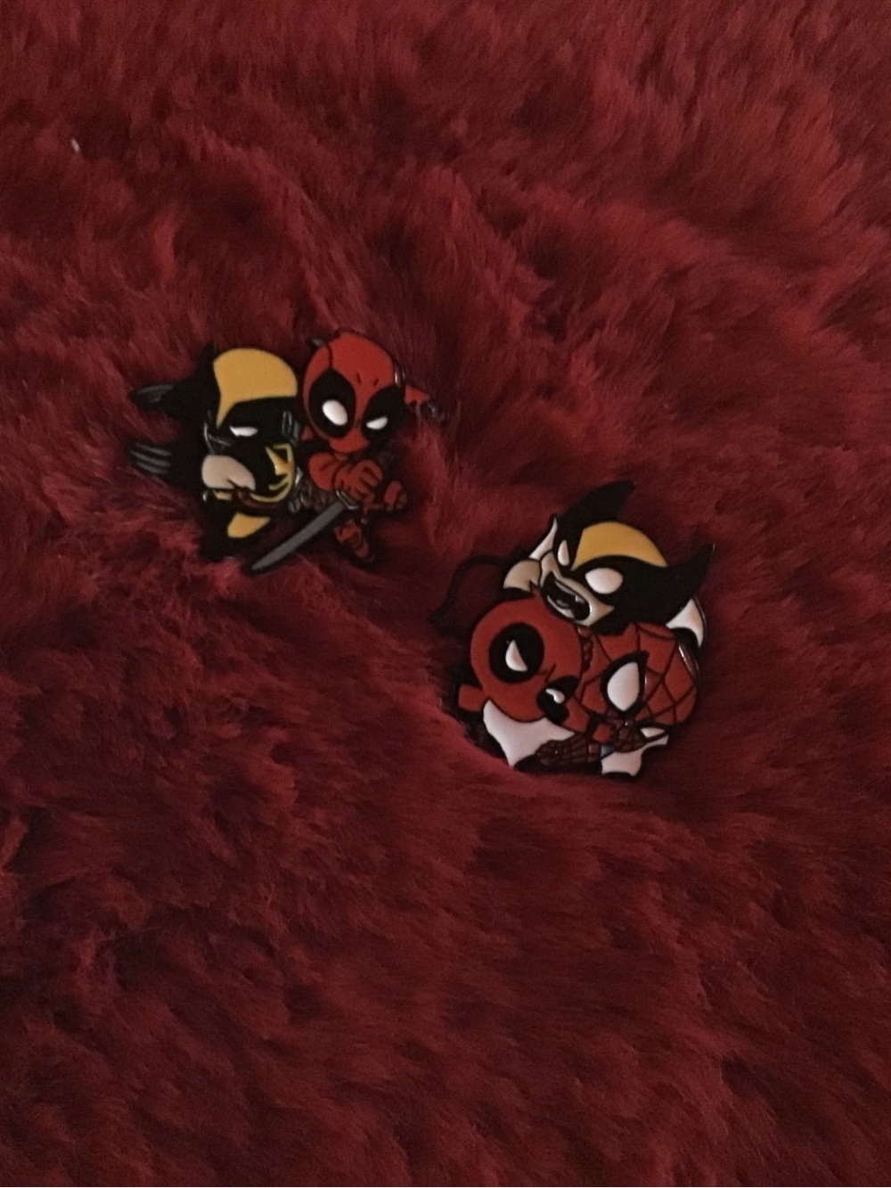 Red Deadpool and wolverine magnet set